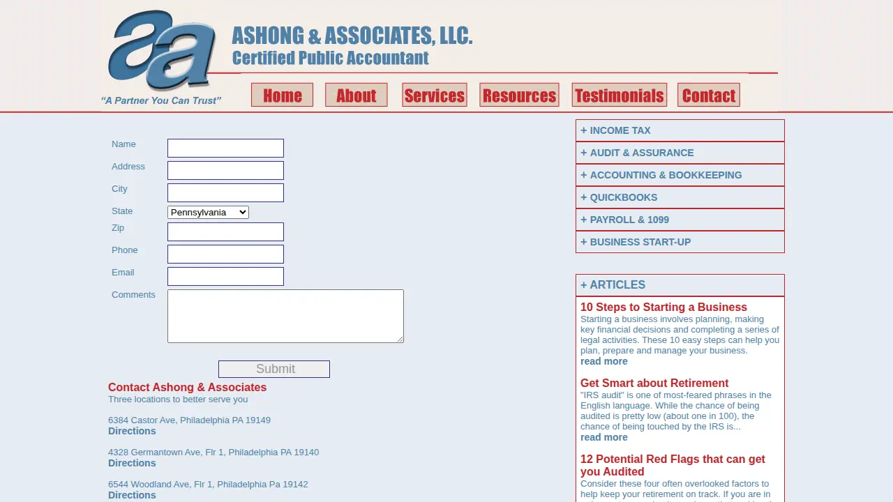 Ashong & Associates, LLC Certified Public Accountant page