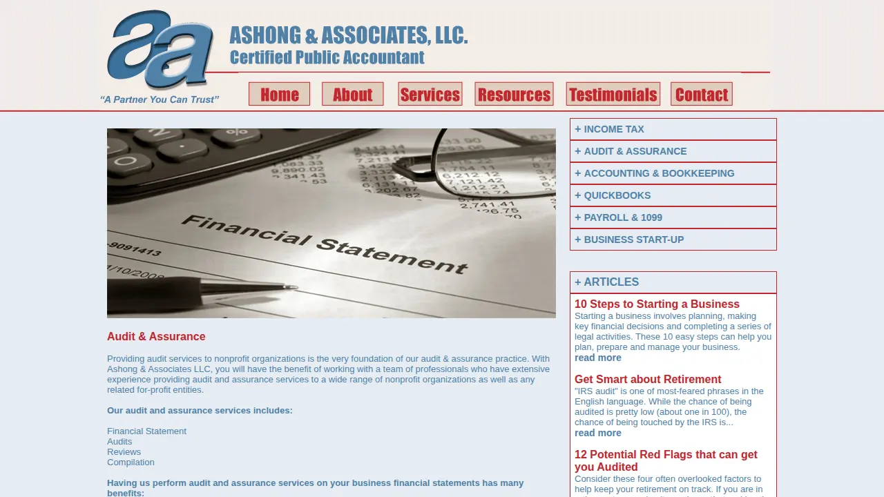 Ashong & Associates, LLC Certified Public Accountant page
