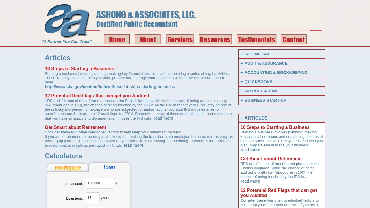 Ashong & Associates, LLC Certified Public Accountant page