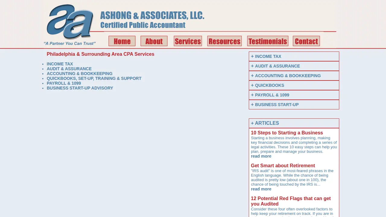 Ashong & Associates, LLC Certified Public Accountant page