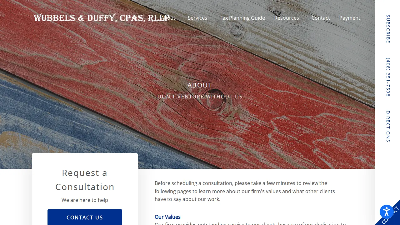 Wubbels & Duffy, CPA’s, RLLP page