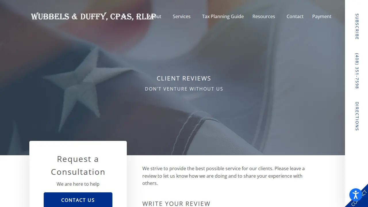 Wubbels & Duffy, CPA’s, RLLP page