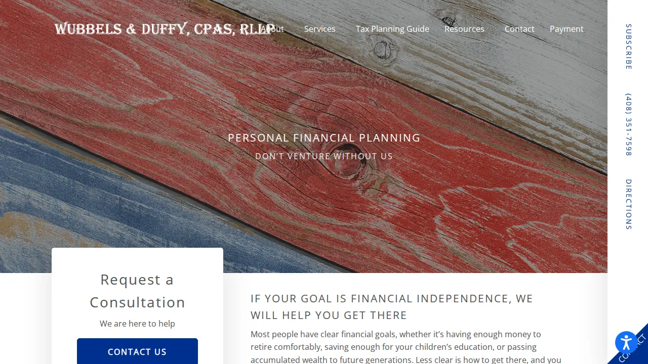 Wubbels & Duffy, CPA’s, RLLP page