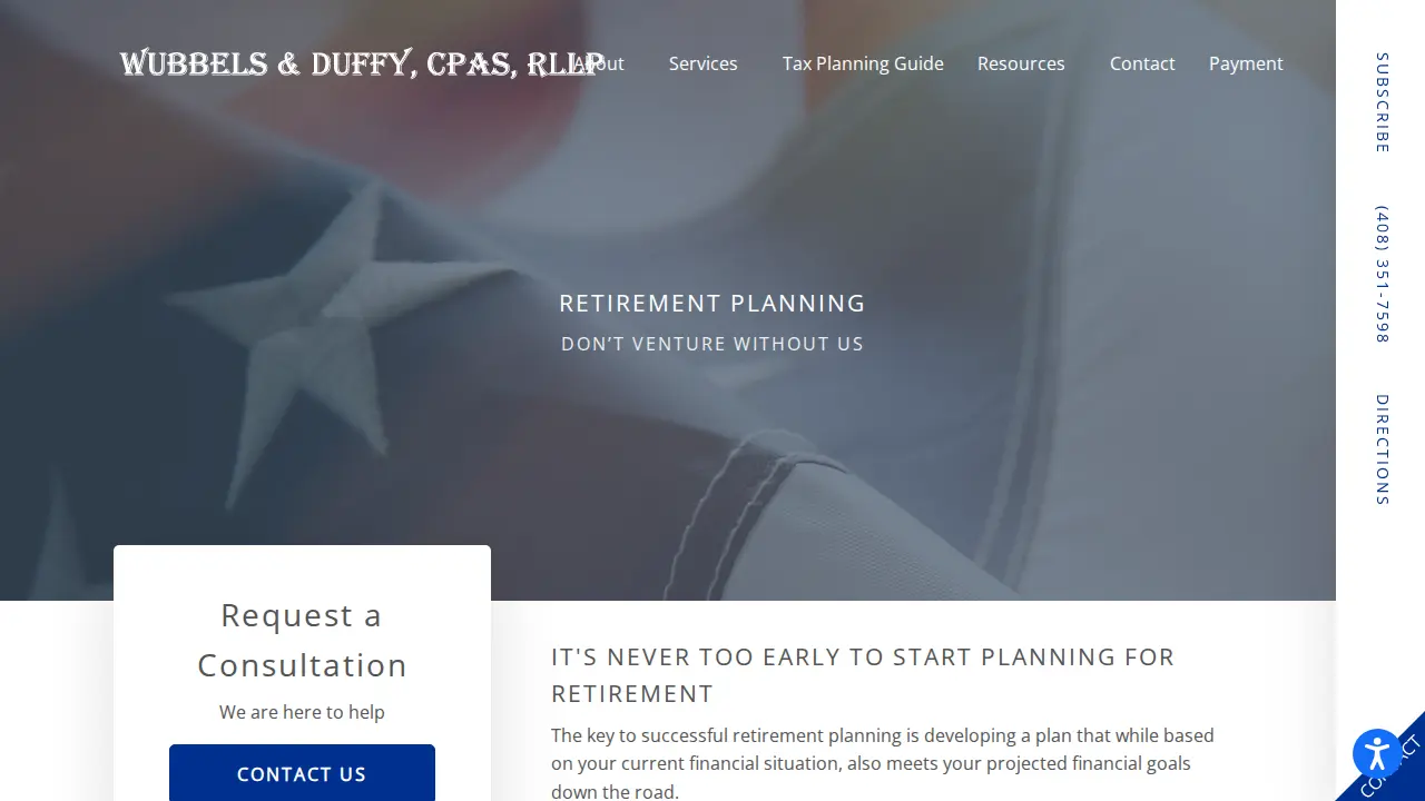 Wubbels & Duffy, CPA’s, RLLP page