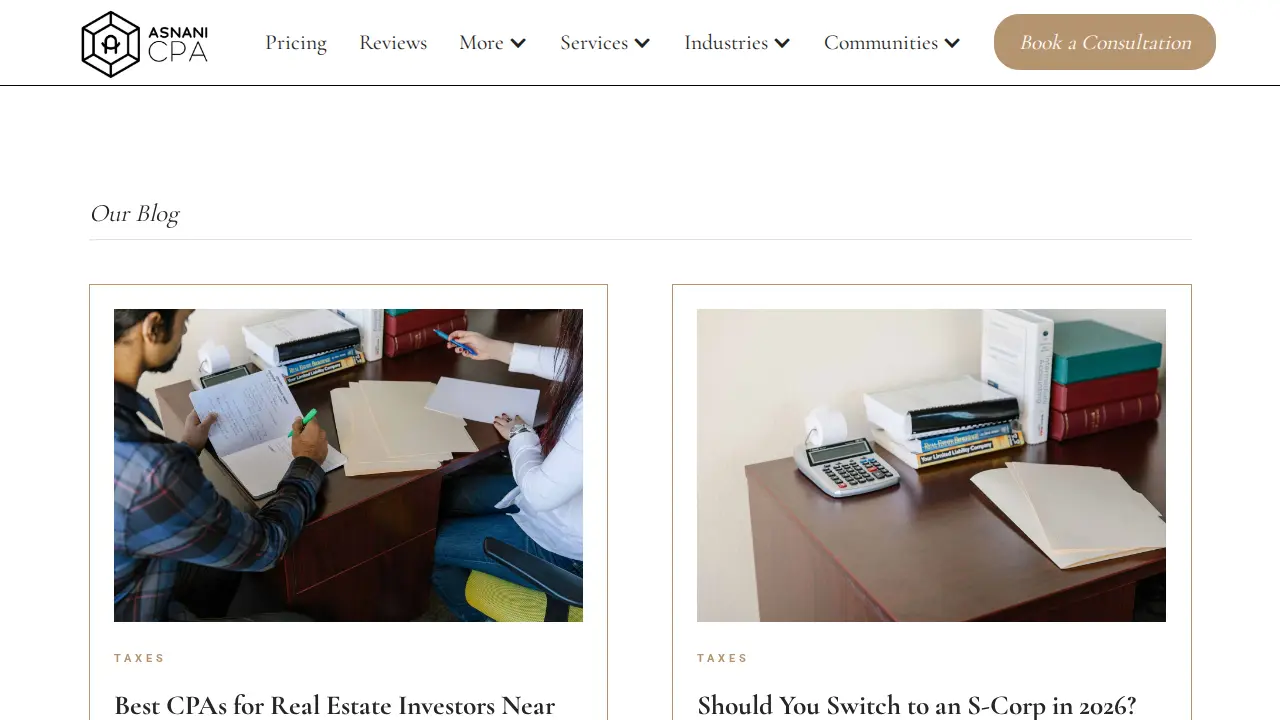 Asnani CPA Tax & Accounting page