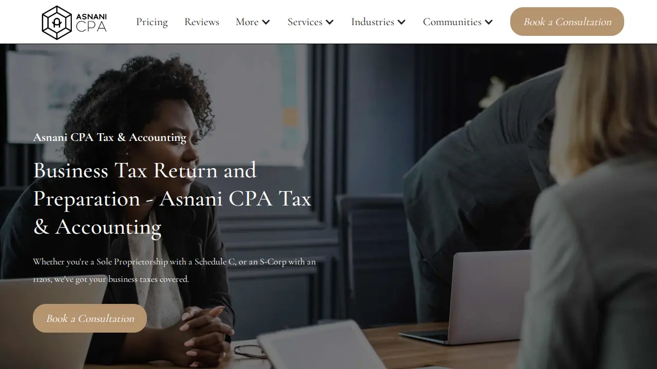 Asnani CPA Tax & Accounting page