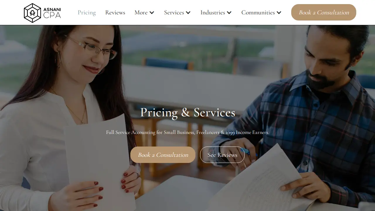 Asnani CPA Tax & Accounting page