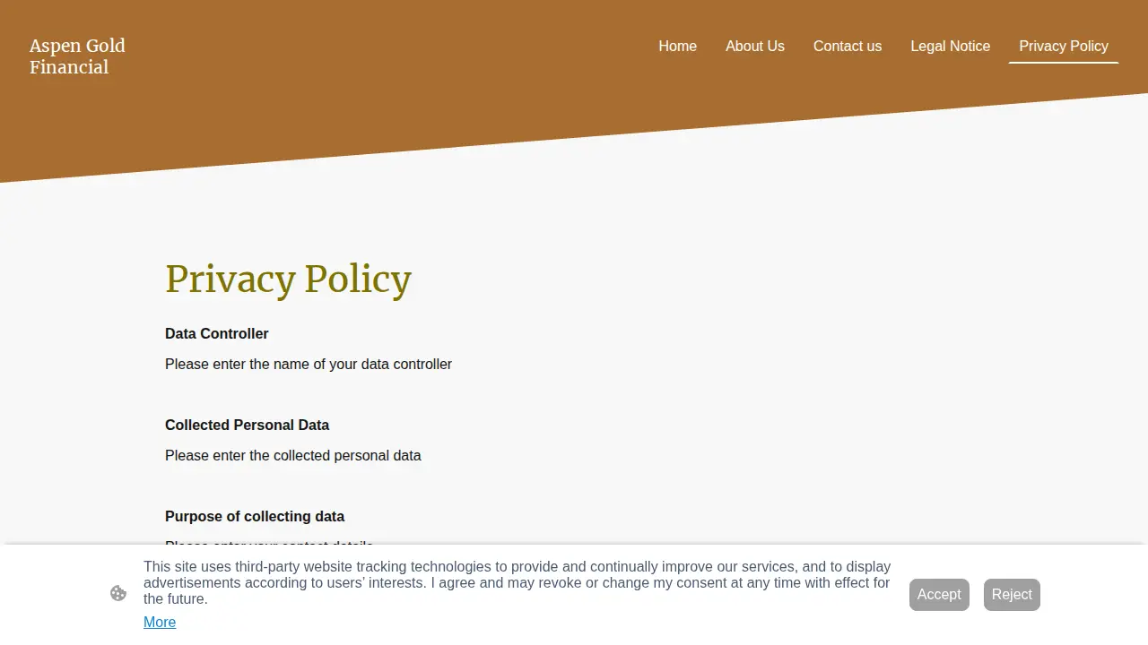Aspen Gold Financial page