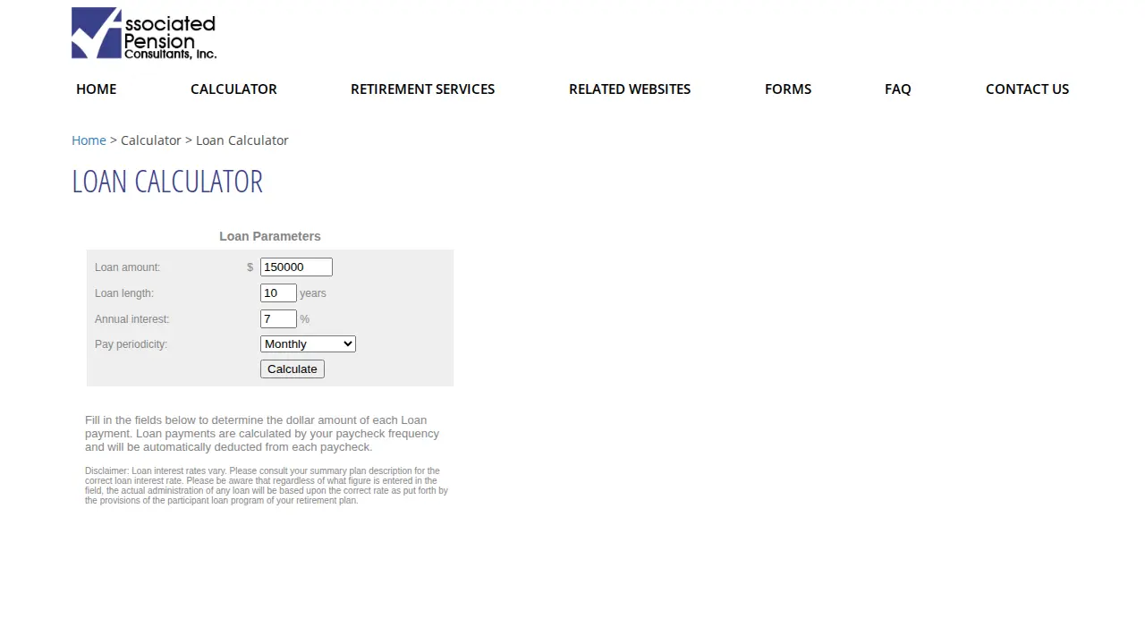Associated Pension Consultants page