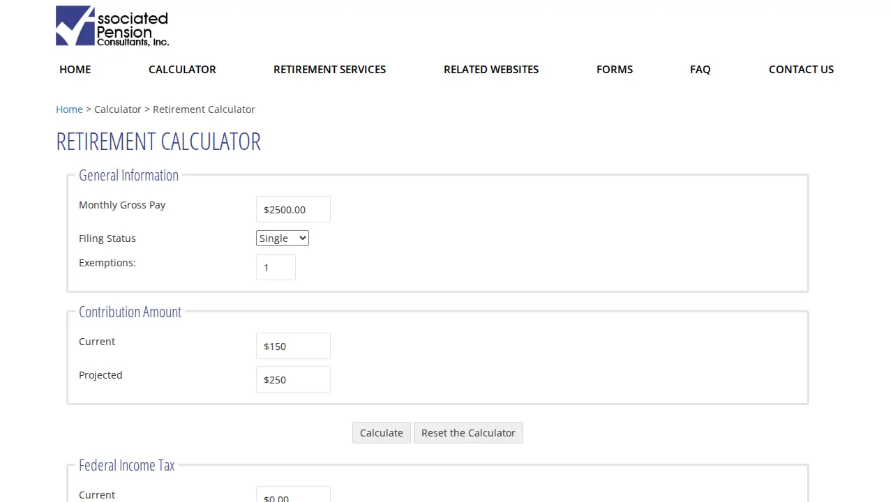 Associated Pension Consultants page