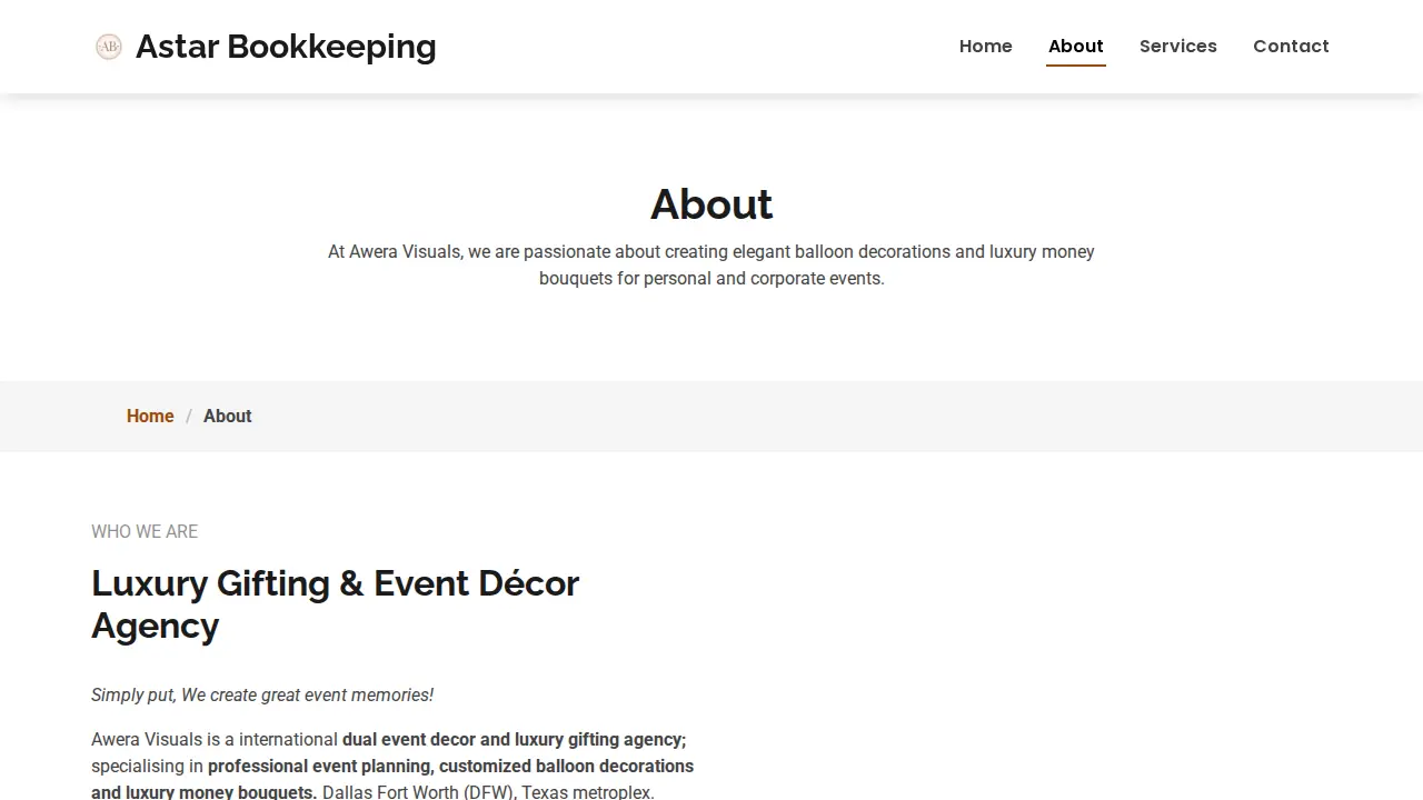 Astar Bookkeeping and Tax page