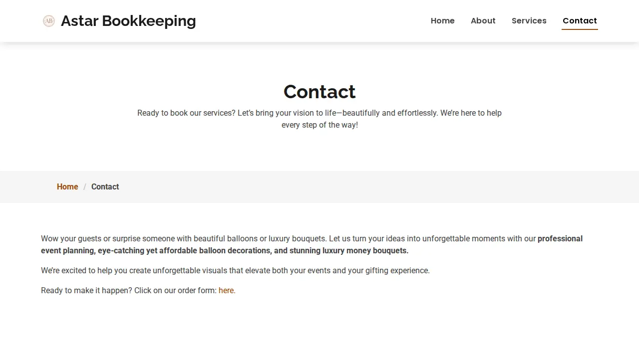 Astar Bookkeeping and Tax page