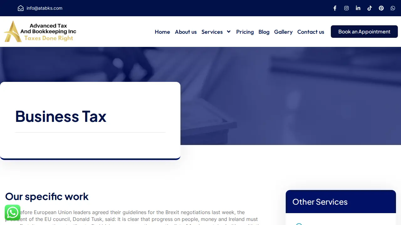 Dallas TX Book Keeping service ATABKS page
