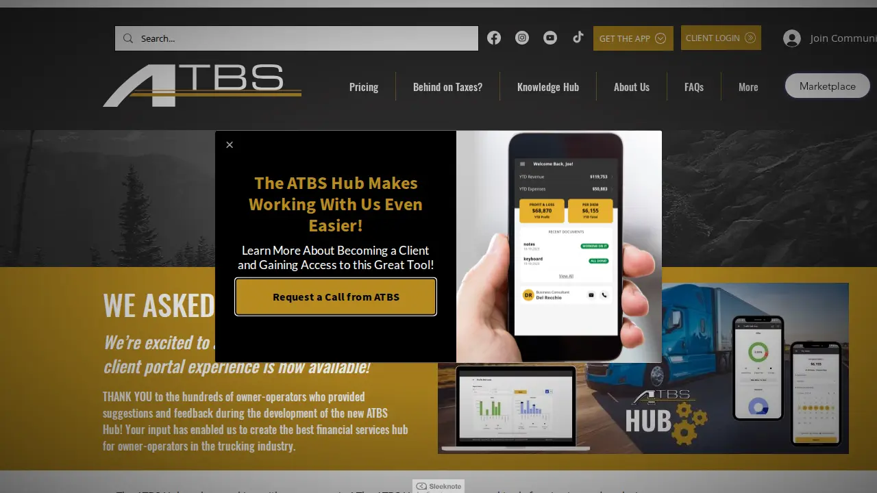 ATBS (American Truck Business Services) page