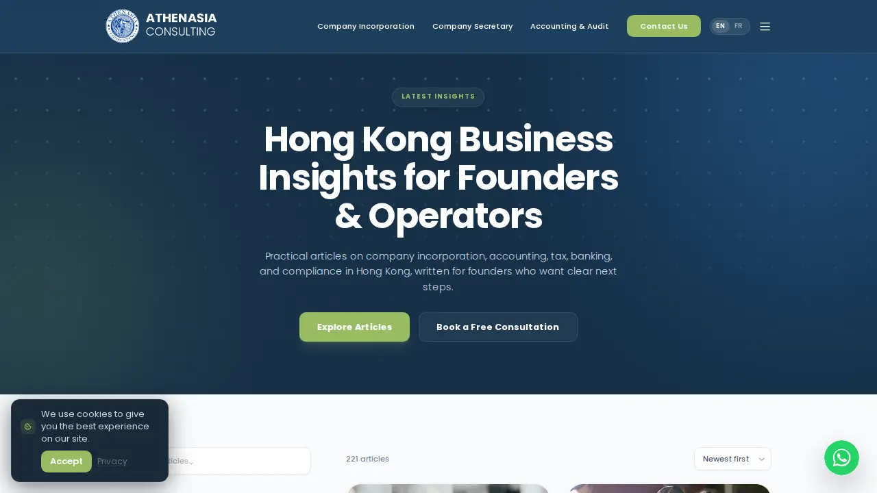 ATHENASIA CONSULTING LIMITED: HONG KONG COMPANY INCORPORATION page