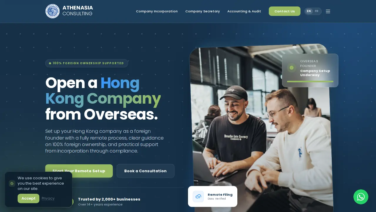 ATHENASIA CONSULTING LIMITED: HONG KONG COMPANY INCORPORATION page
