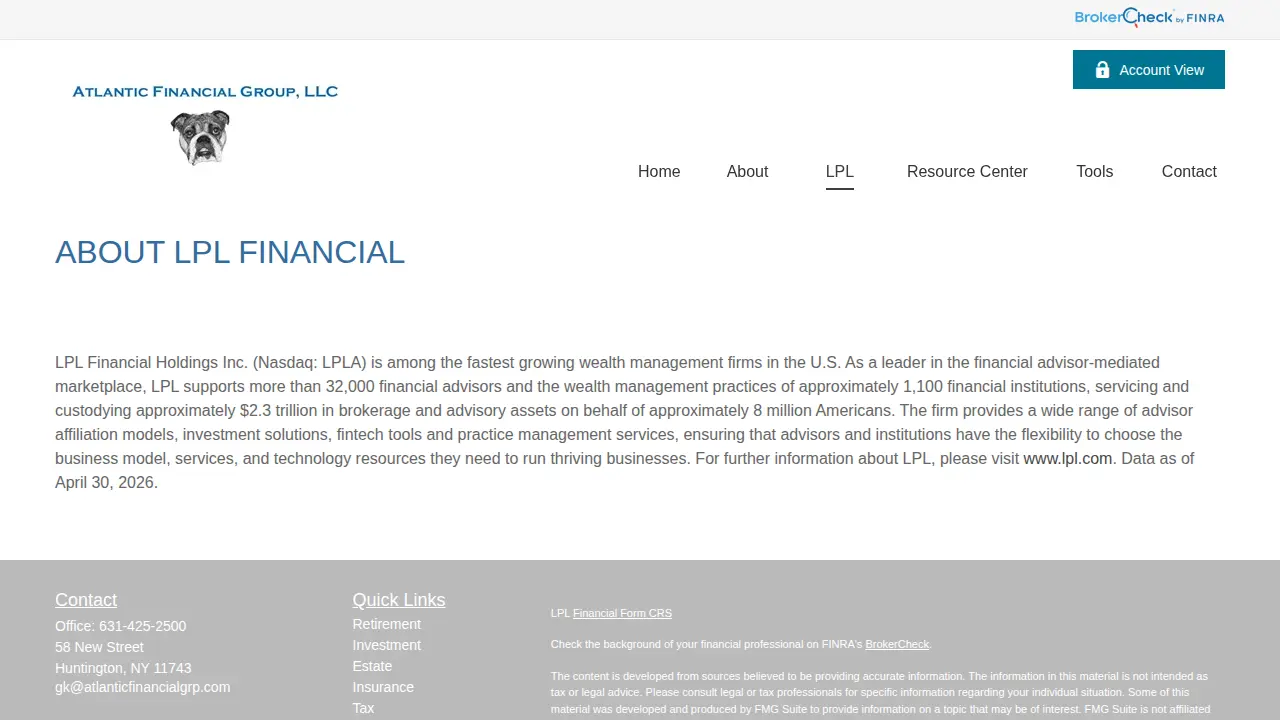 Atlantic Financial Group, LLC page