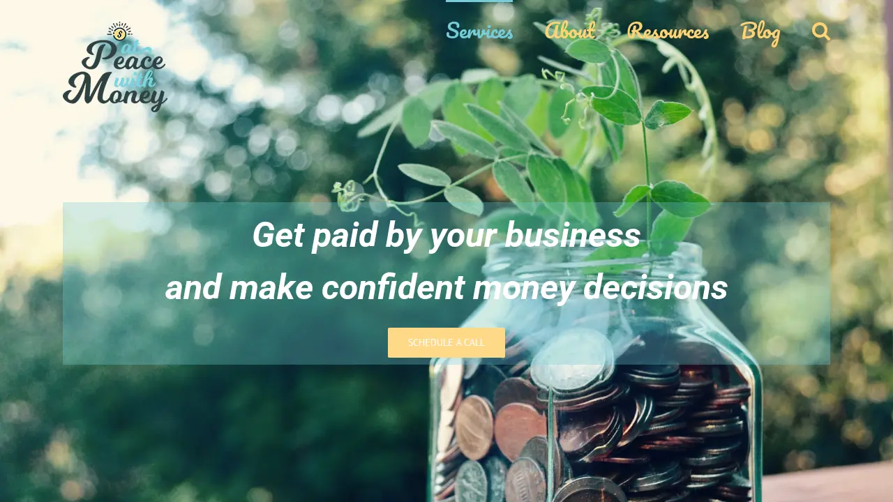 At Peace with Money page