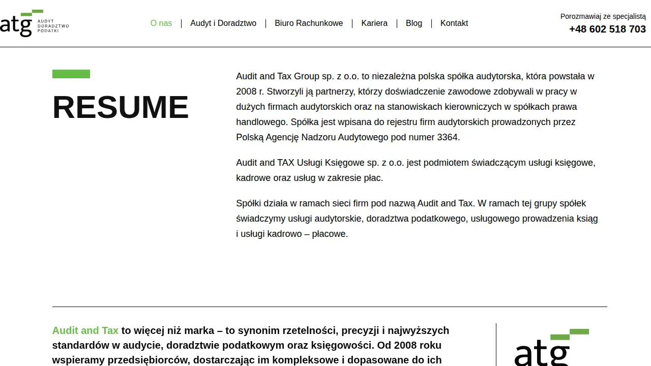 Audit And Tax Group Sp. z o.o. page