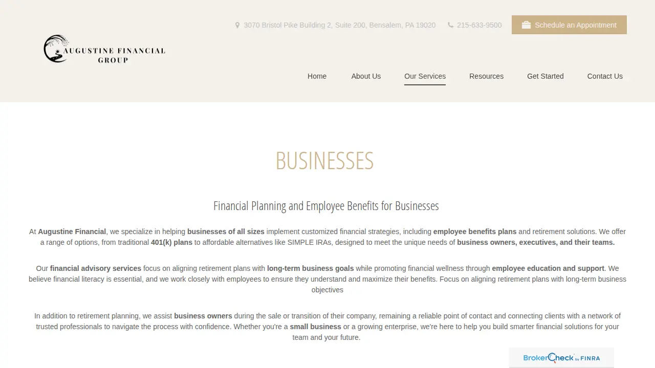 Augustine Financial Group page