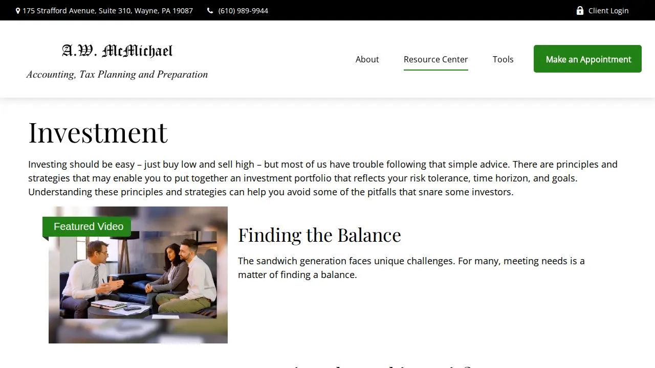A W Mc Michael CPA page