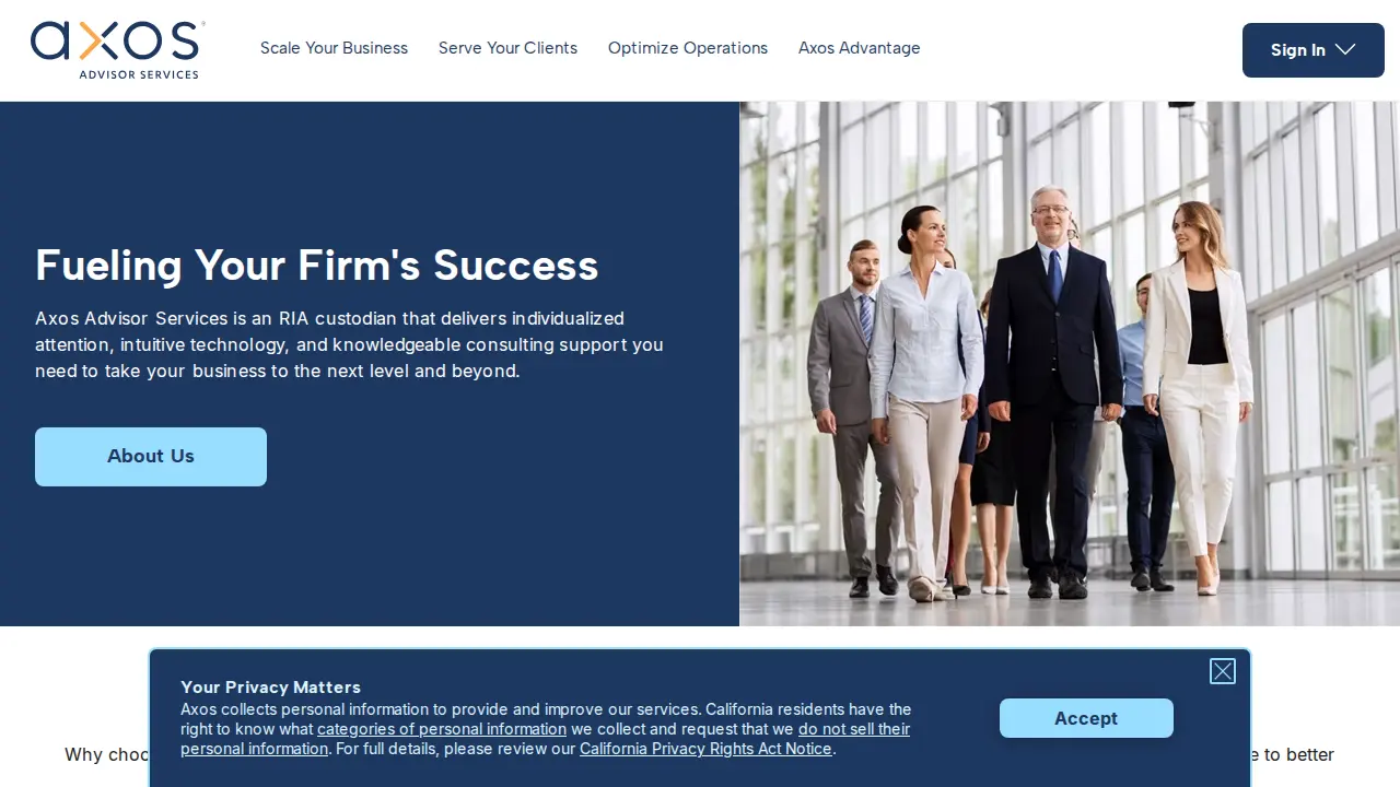 Axos Advisor Services website