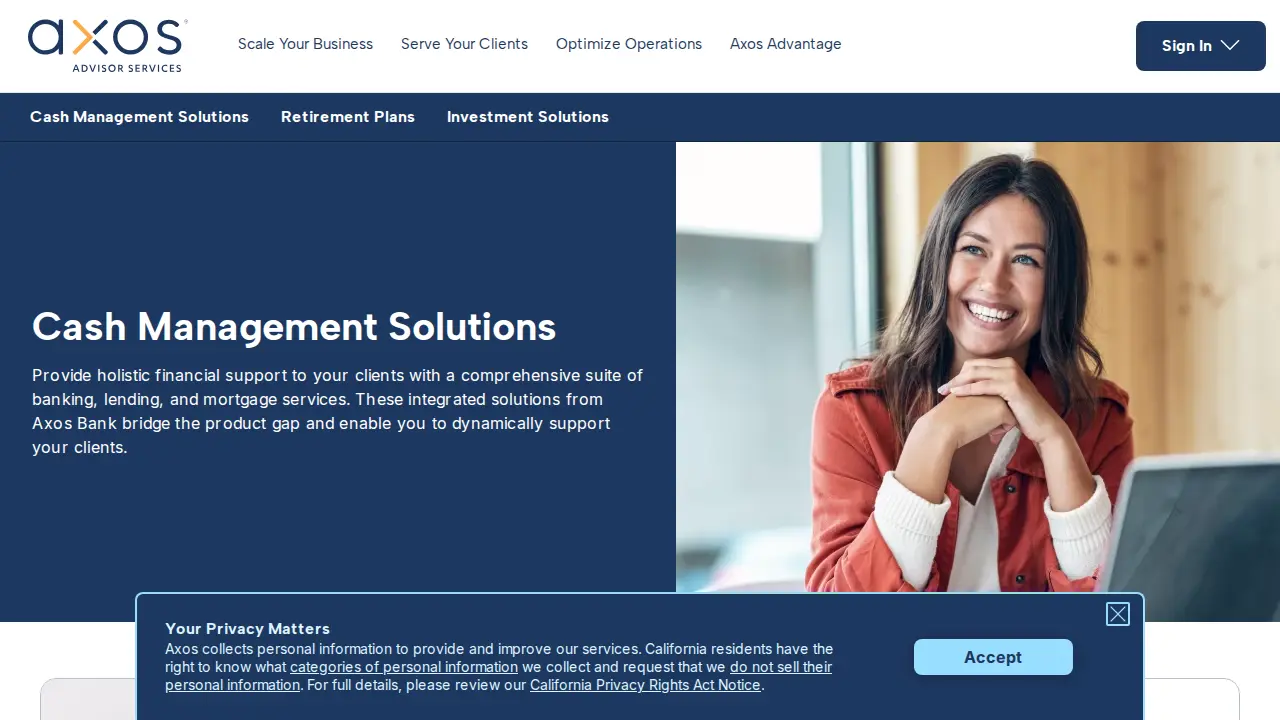 Axos Advisor Services page