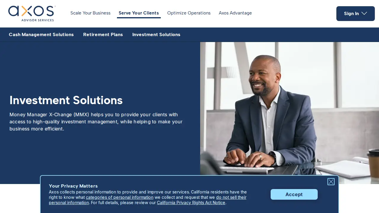 Axos Advisor Services page