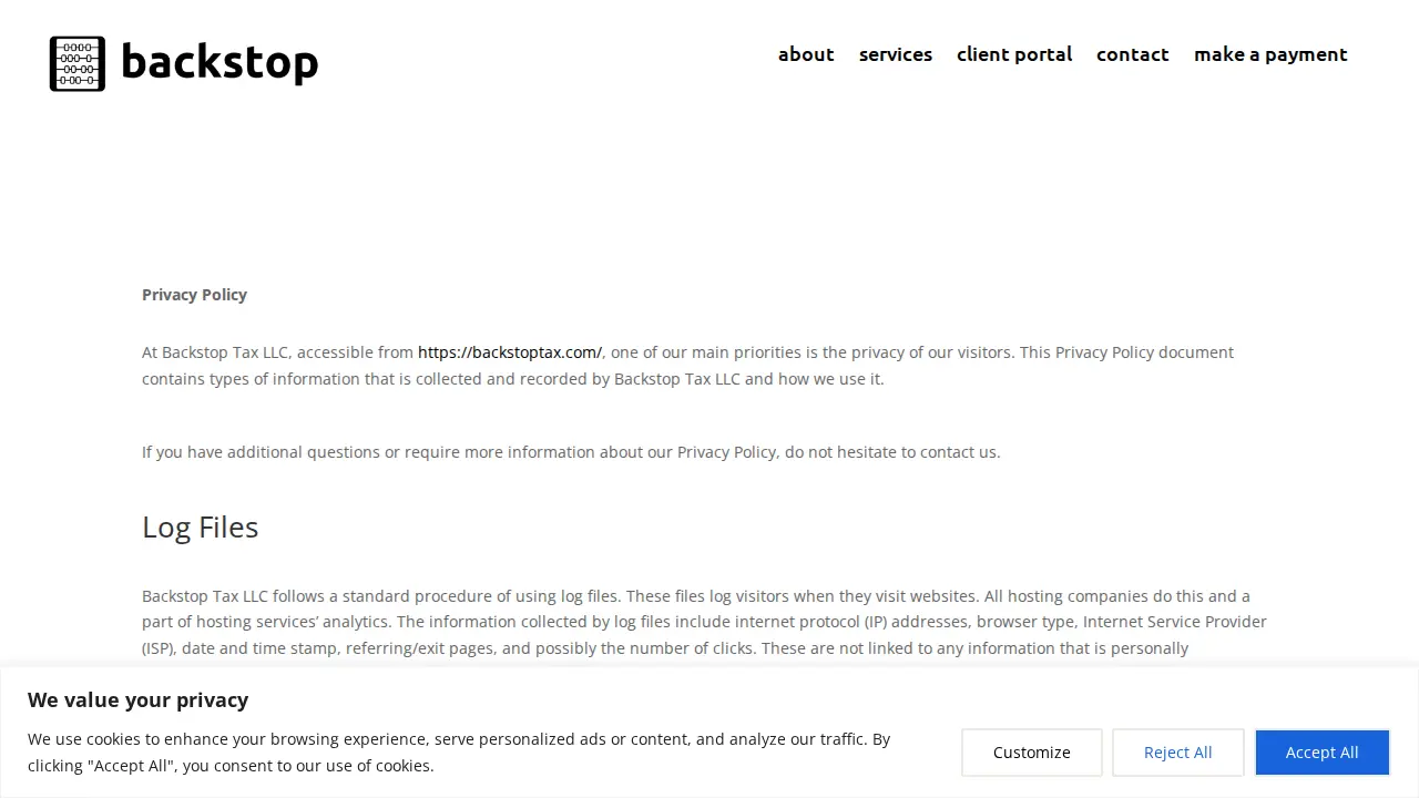 Backstop Tax LLC page