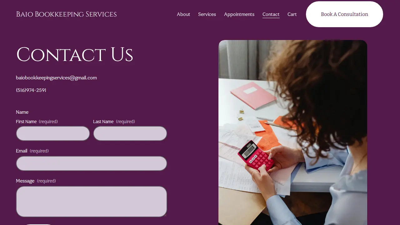 Baio Bookkeeping Services page