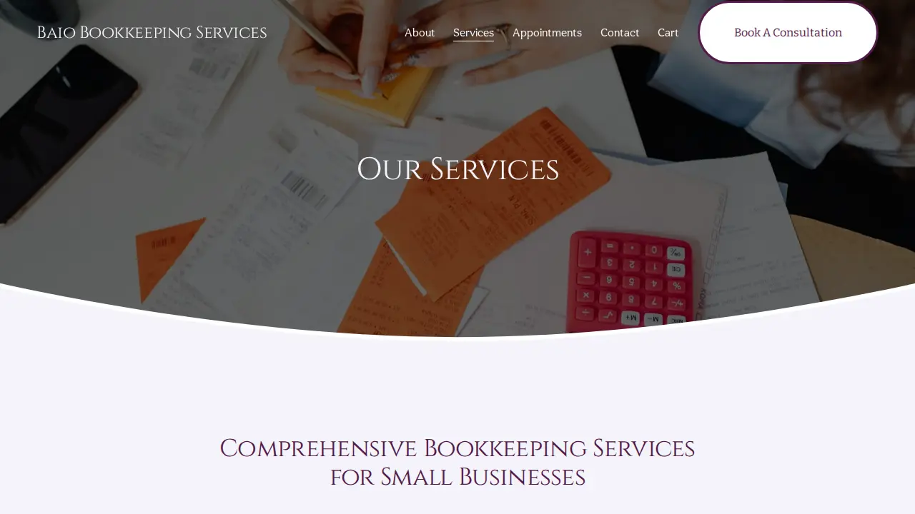 Baio Bookkeeping Services page