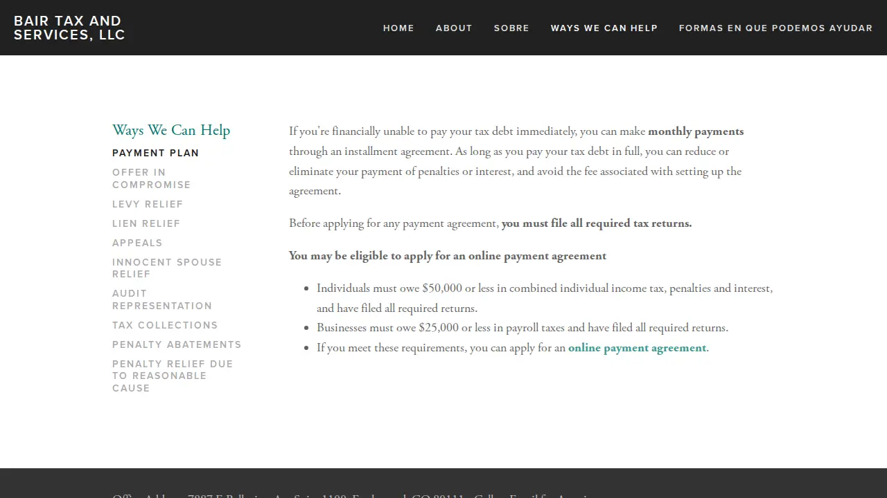 Bair Tax and Services, LLC. page
