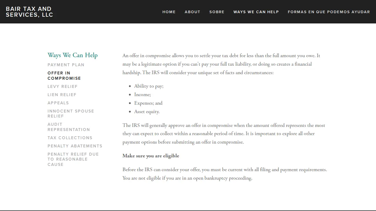 Bair Tax and Services, LLC. page