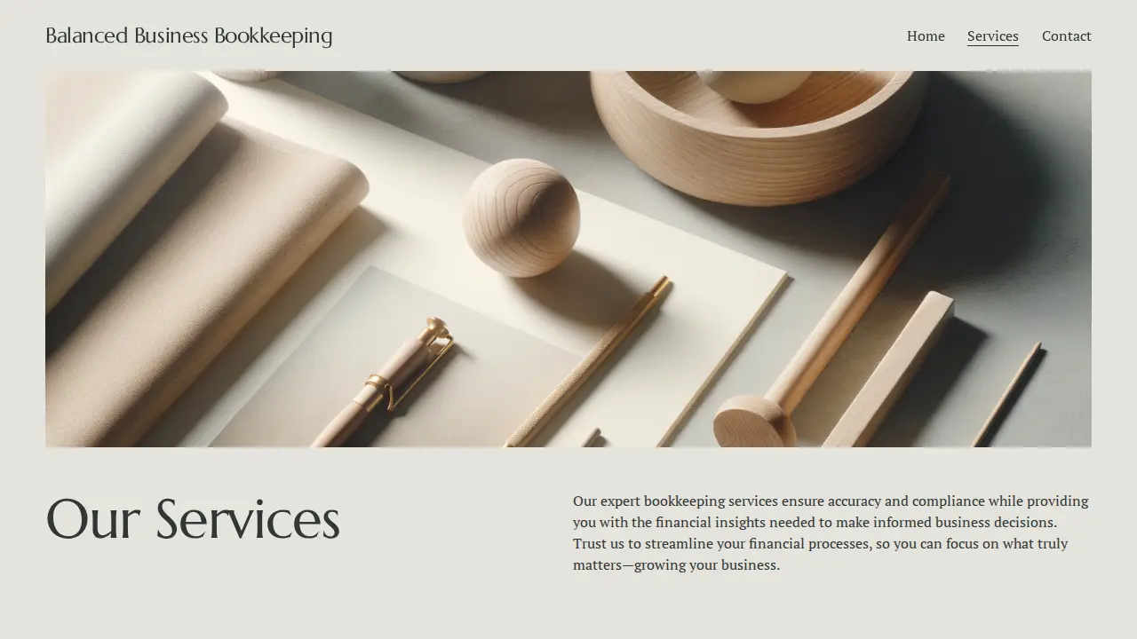 Balanced Business Bookkeeping page