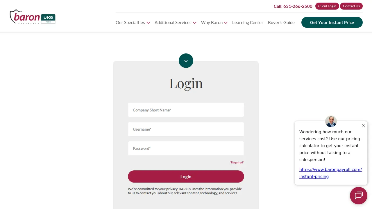 Baron Payroll page