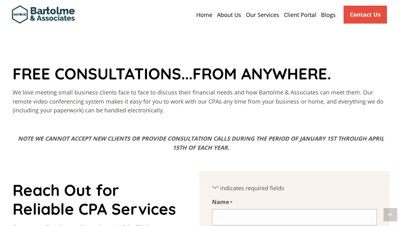 Bartolme and Associates, PC CPA,s page