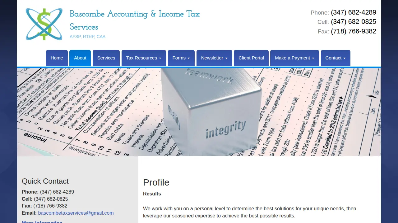 Bascombe Tax Services page