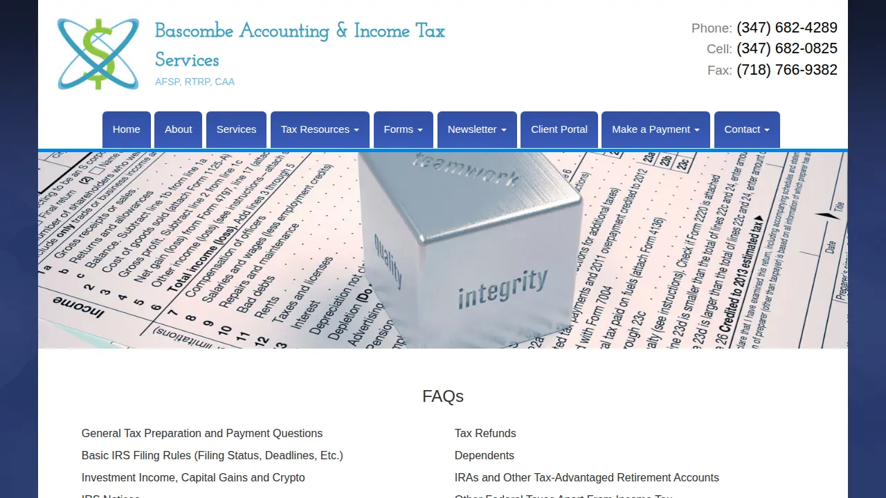 Bascombe Tax Services page
