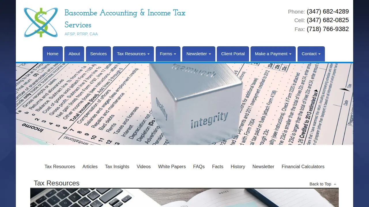 Bascombe Tax Services page