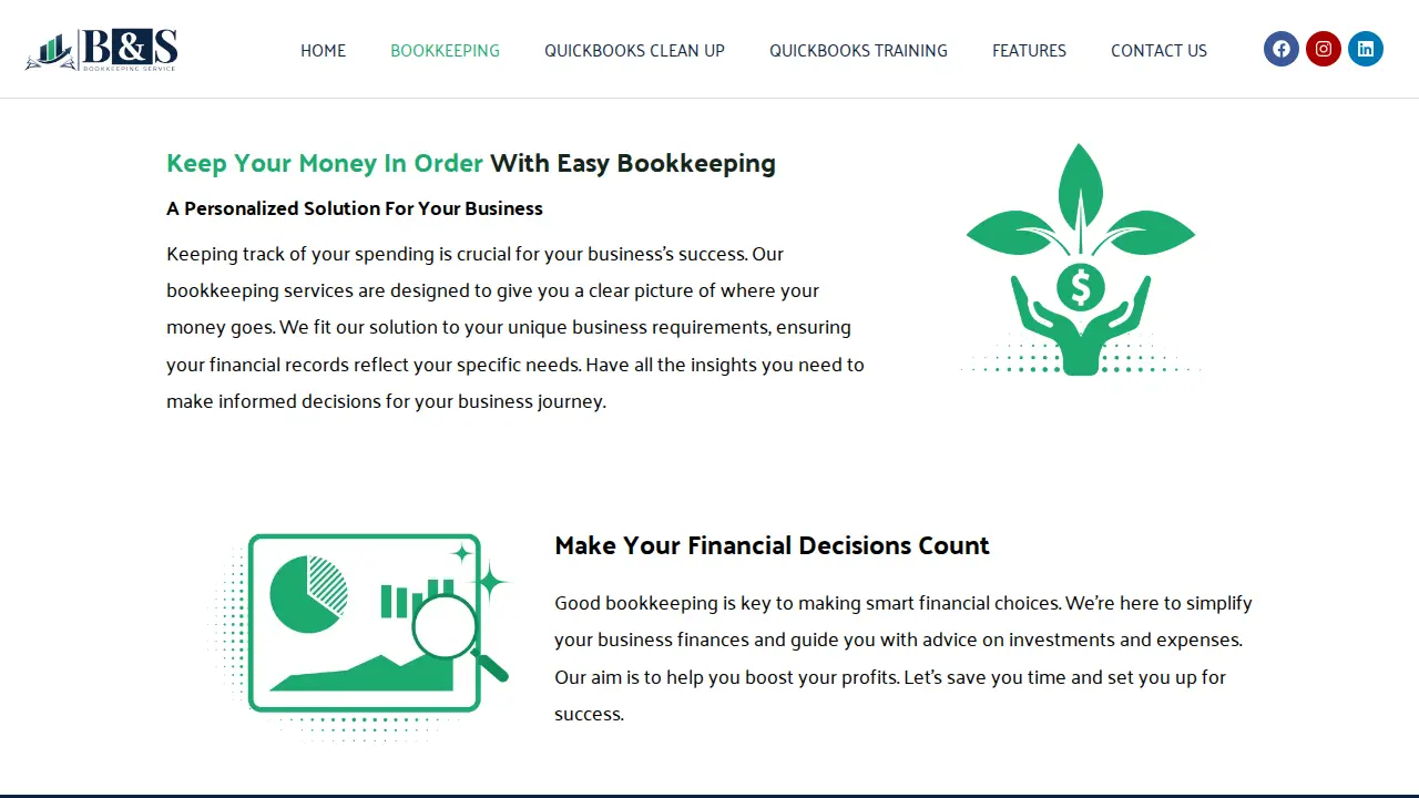 B&S Bookkeeping Services page