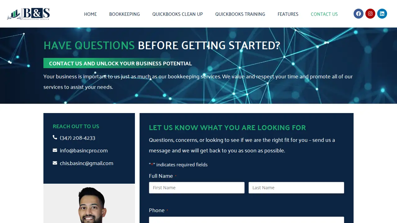 B&S Bookkeeping Services page