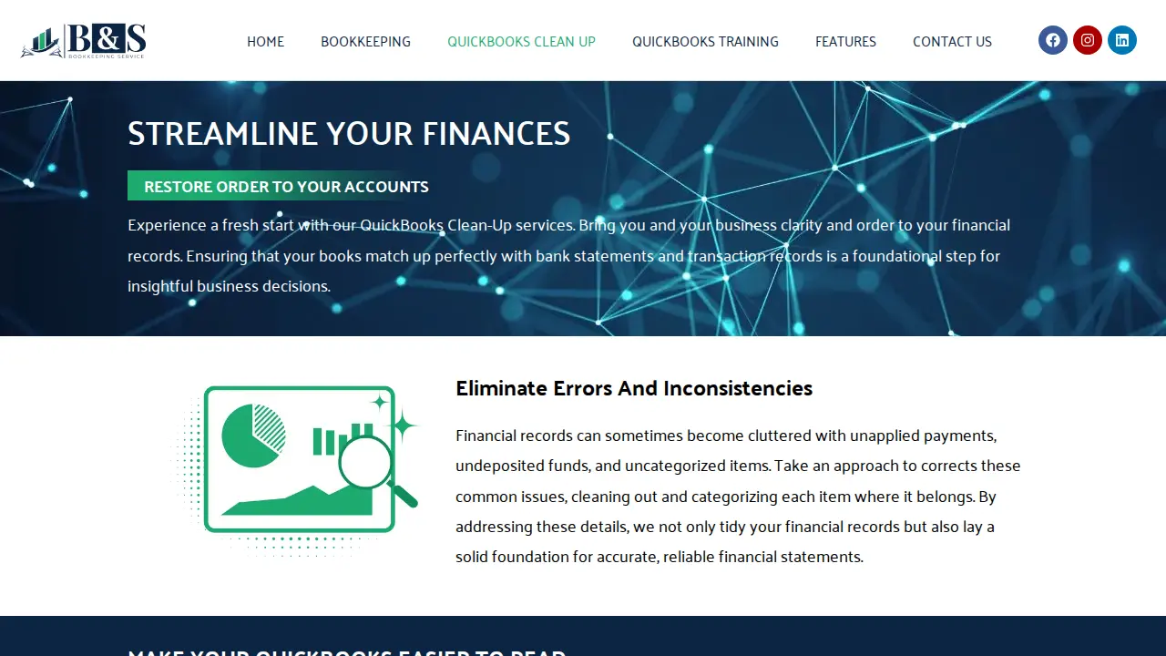 B&S Bookkeeping Services page