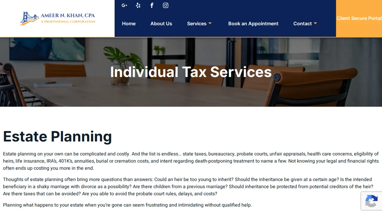 Ameer N. Khan, CPA, A Professional Corporation page