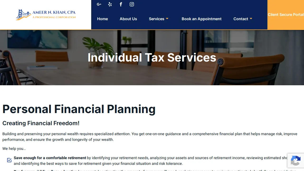 Ameer N. Khan, CPA, A Professional Corporation page