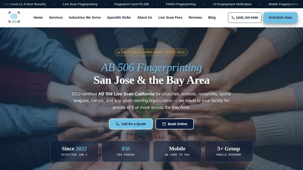 Fingerscan Digital | FBI Background Check | Apostille | Fingerprint Card | Mobile Fingerprinting | ITIN page
