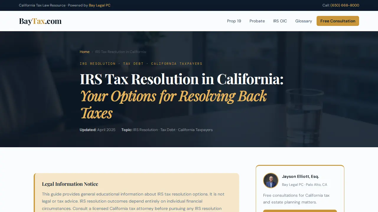 Bay Tax page