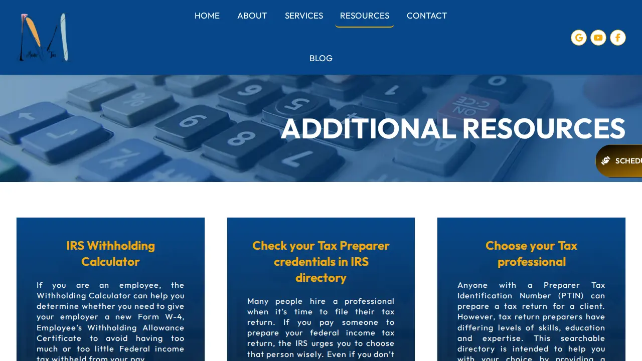 BD Tax & Accounting LLC DBA Munir Tax page