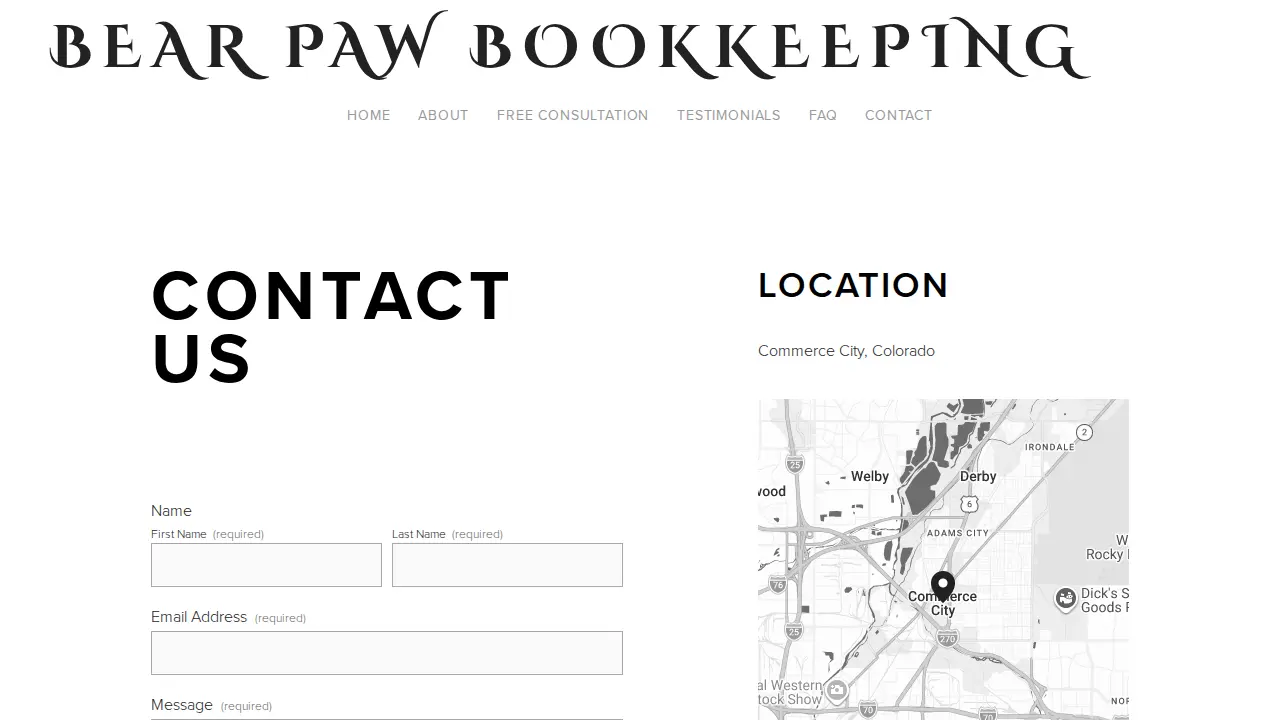 Bear Paw Bookkeeping page