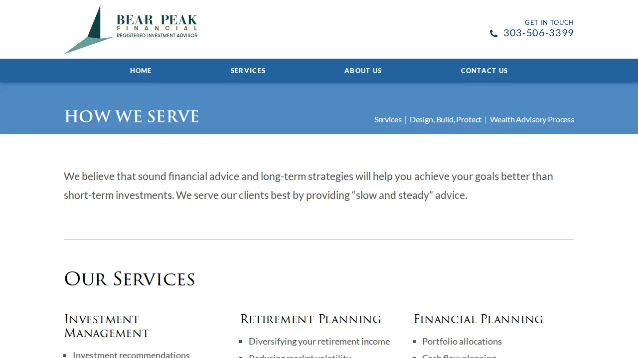 Bear Peak Financial page