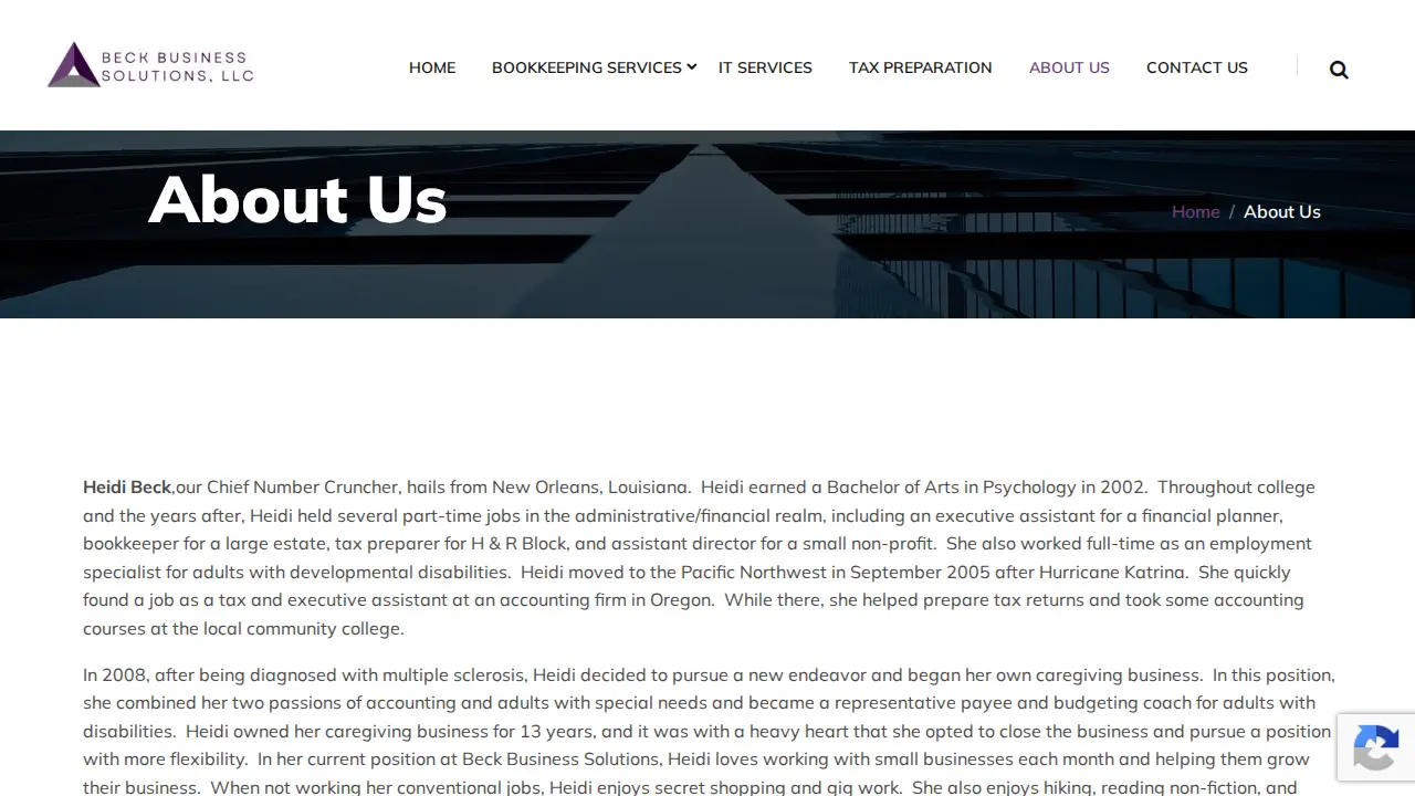 Beck Business Solutions page